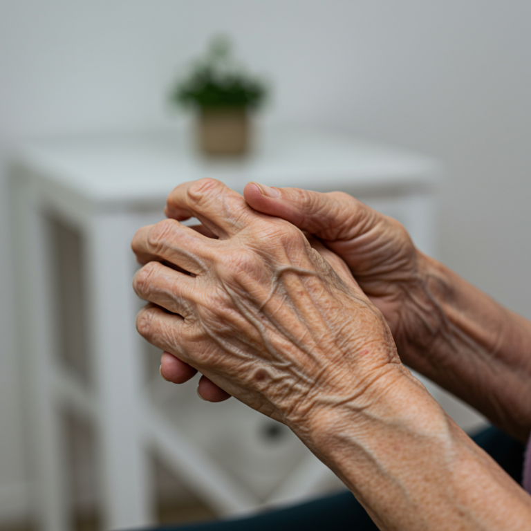 Uma mão sofrendo de artrose por ainda não conhecer o óleo de sucupira da Farmácia Sempre Viva