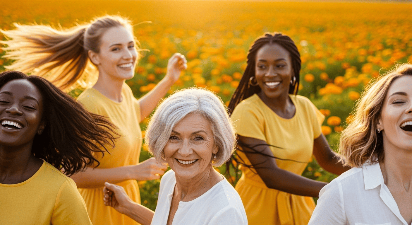 Mulheres felizes por saberem cuidar da sua saúde íntima feminina.